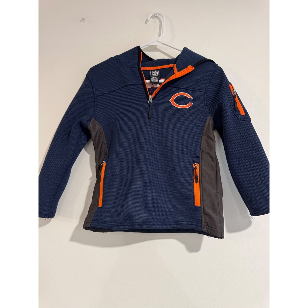 NFL Team Apparel Chicago Bears Boys S(8) Navy Blue Quarter Zip Fleece Hoodie